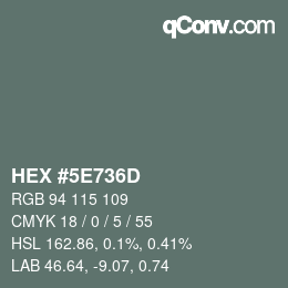 Color code: HEX #5E736D | qconv.com