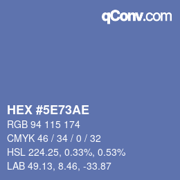 Color code: HEX #5E73AE | qconv.com