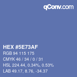 Color code: HEX #5E73AF | qconv.com