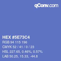 Farbcode: HEX #5E73C4 | qconv.com