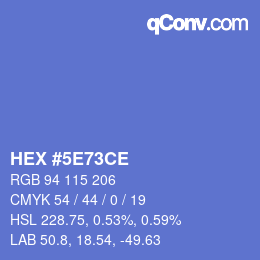 カラーコード: HEX #5E73CE | qconv.com