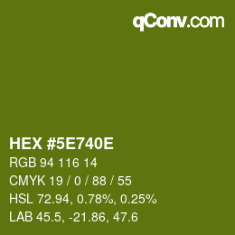 Color code: HEX #5E740E | qconv.com