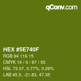 Color code: HEX #5E740F | qconv.com