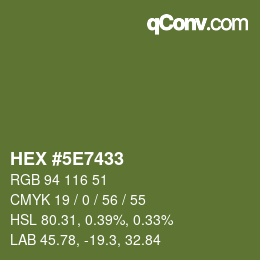 Color code: HEX #5E7433 | qconv.com