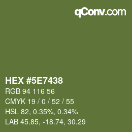 Color code: HEX #5E7438 | qconv.com