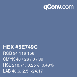 Color code: HEX #5E749C | qconv.com