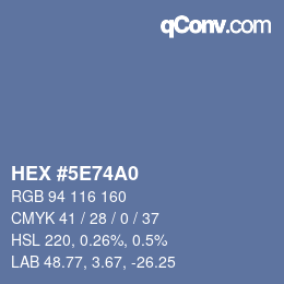 Color code: HEX #5E74A0 | qconv.com