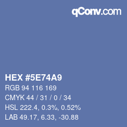 Farbcode: HEX #5E74A9 | qconv.com