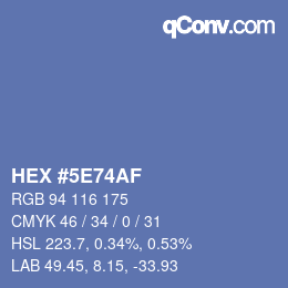 Color code: HEX #5E74AF | qconv.com