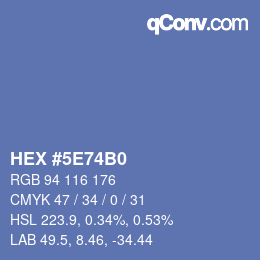Farbcode: HEX #5E74B0 | qconv.com