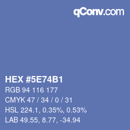 Color code: HEX #5E74B1 | qconv.com