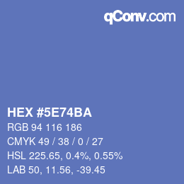 Color code: HEX #5E74BA | qconv.com