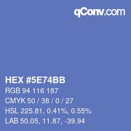 Color code: HEX #5E74BB | qconv.com