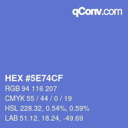 Color code: HEX #5E74CF | qconv.com