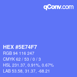カラーコード: HEX #5E74F7 | qconv.com