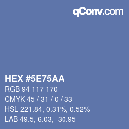 Color code: HEX #5E75AA | qconv.com