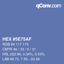 Farbcode: HEX #5E75AF | qconv.com