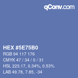 カラーコード: HEX #5E75B0 | qconv.com