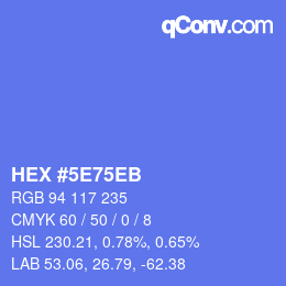 颜色代码: HEX #5E75EB | qconv.com