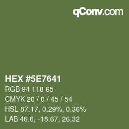 Farbcode: HEX #5E7641 | qconv.com