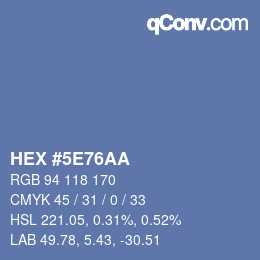 Color code: HEX #5E76AA | qconv.com