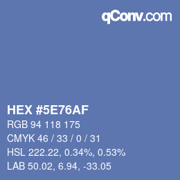 Color code: HEX #5E76AF | qconv.com