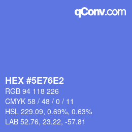 カラーコード: HEX #5E76E2 | qconv.com