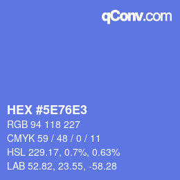 カラーコード: HEX #5E76E3 | qconv.com