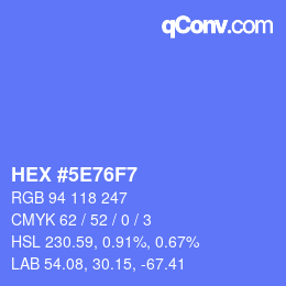 Farbcode: HEX #5E76F7 | qconv.com