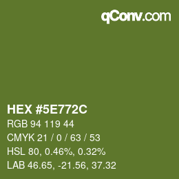 Código de color: HEX #5E772C | qconv.com