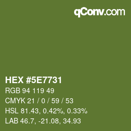 Color code: HEX #5E7731 | qconv.com