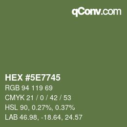 Color code: HEX #5E7745 | qconv.com
