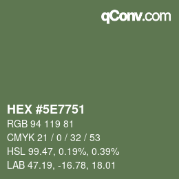 Farbcode: HEX #5E7751 | qconv.com