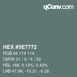 Color code: HEX #5E7772 | qconv.com