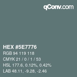 Color code: HEX #5E7776 | qconv.com
