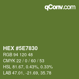 Color code: HEX #5E7830 | qconv.com