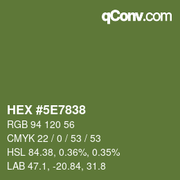 Color code: HEX #5E7838 | qconv.com