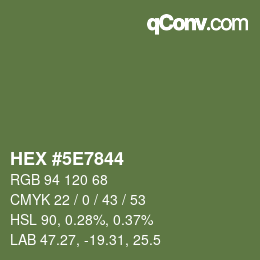 Color code: HEX #5E7844 | qconv.com