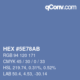 Color code: HEX #5E78AB | qconv.com
