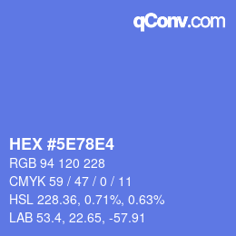 颜色代码: HEX #5E78E4 | qconv.com
