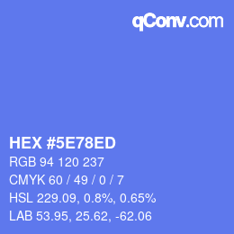カラーコード: HEX #5E78ED | qconv.com