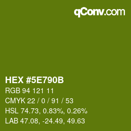 Color code: HEX #5E790B | qconv.com