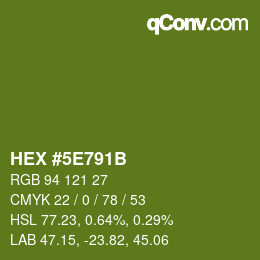 Color code: HEX #5E791B | qconv.com