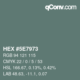 Color code: HEX #5E7973 | qconv.com