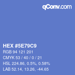 カラーコード: HEX #5E79C9 | qconv.com