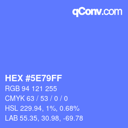 カラーコード: HEX #5E79FF | qconv.com