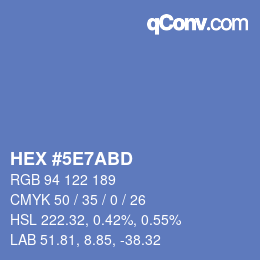 カラーコード: HEX #5E7ABD | qconv.com