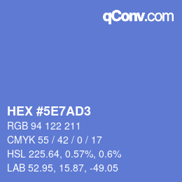 カラーコード: HEX #5E7AD3 | qconv.com