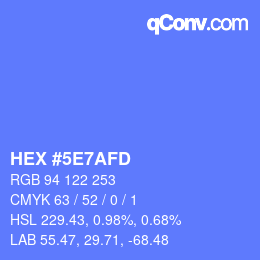 カラーコード: HEX #5E7AFD | qconv.com