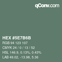 Color code: HEX #5E7B6B | qconv.com